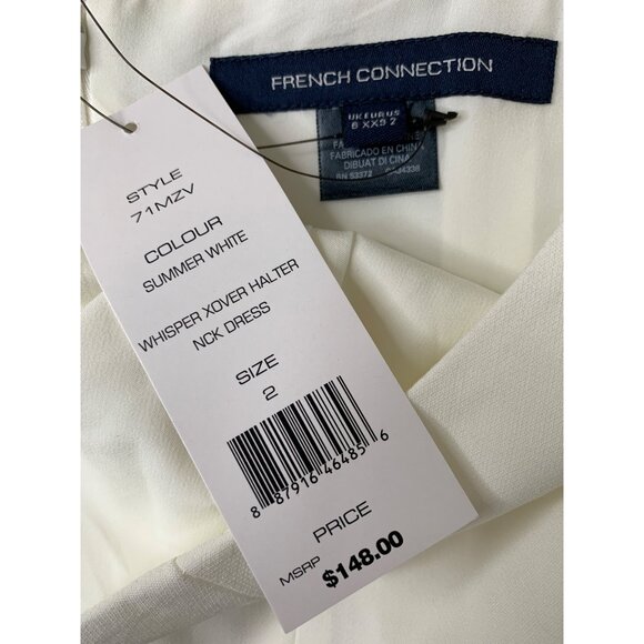 French Connection Whisper Xover Halter Neck Dress Style 71MZV Summer White Size - Picture 6 of 9